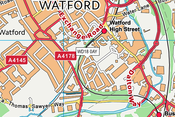 WD18 0AY map - OS VectorMap District (Ordnance Survey)