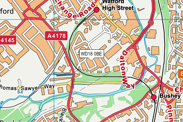 WD18 0BE map - OS VectorMap District (Ordnance Survey)