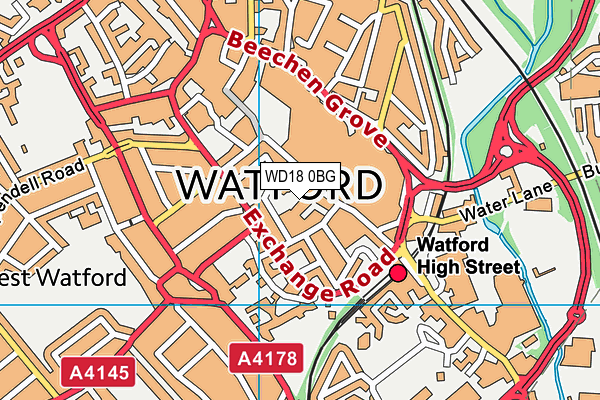 WD18 0BG map - OS VectorMap District (Ordnance Survey)