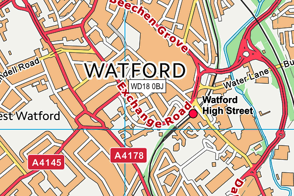 WD18 0BJ map - OS VectorMap District (Ordnance Survey)