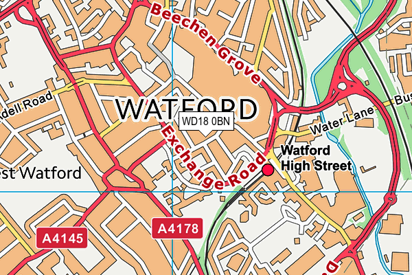 WD18 0BN map - OS VectorMap District (Ordnance Survey)