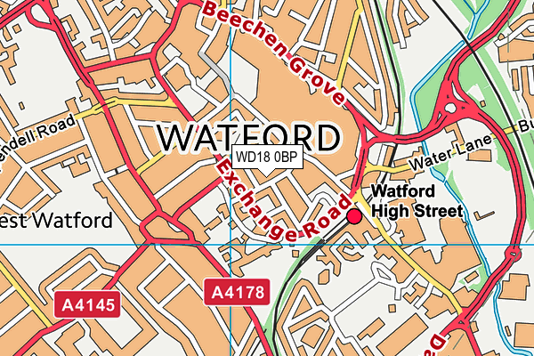 WD18 0BP map - OS VectorMap District (Ordnance Survey)