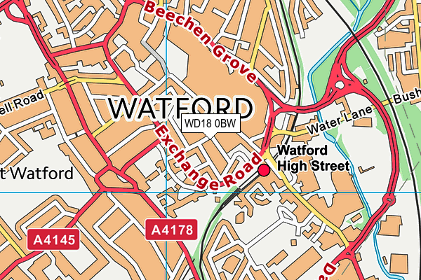 WD18 0BW map - OS VectorMap District (Ordnance Survey)