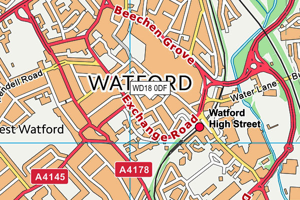 WD18 0DF map - OS VectorMap District (Ordnance Survey)