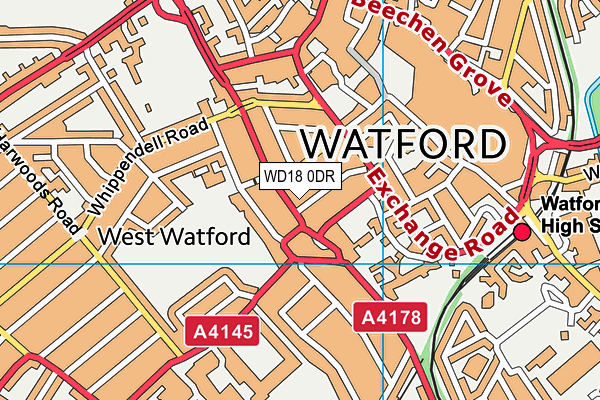WD18 0DR map - OS VectorMap District (Ordnance Survey)