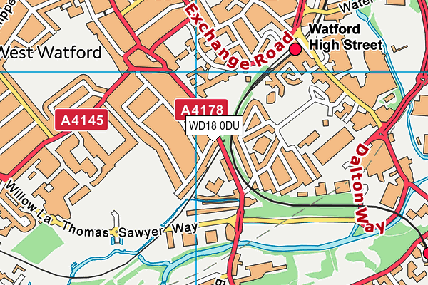 WD18 0DU map - OS VectorMap District (Ordnance Survey)