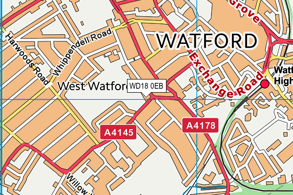WD18 0EB map - OS VectorMap District (Ordnance Survey)