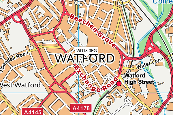 WD18 0EG map - OS VectorMap District (Ordnance Survey)
