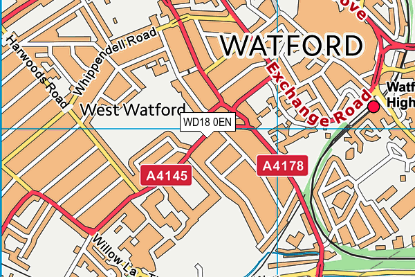 WD18 0EN map - OS VectorMap District (Ordnance Survey)