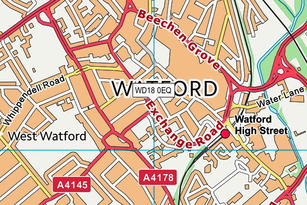 WD18 0EQ map - OS VectorMap District (Ordnance Survey)