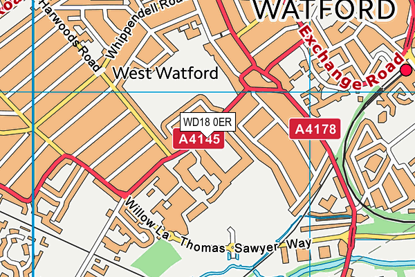 Watford Fc (Vicarage Road Stadium) map (WD18 0ER) - OS VectorMap District (Ordnance Survey)