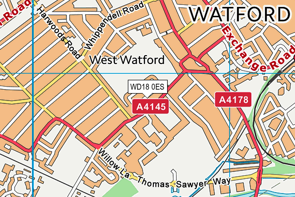 WD18 0ES map - OS VectorMap District (Ordnance Survey)