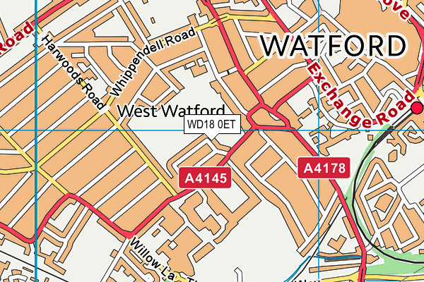 WD18 0ET map - OS VectorMap District (Ordnance Survey)
