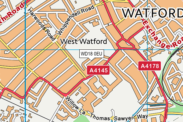 WD18 0EU map - OS VectorMap District (Ordnance Survey)