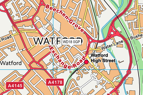 WD18 0GP map - OS VectorMap District (Ordnance Survey)