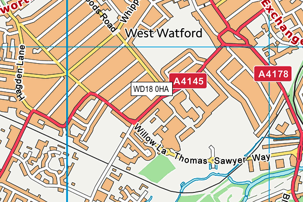 WD18 0HA map - OS VectorMap District (Ordnance Survey)