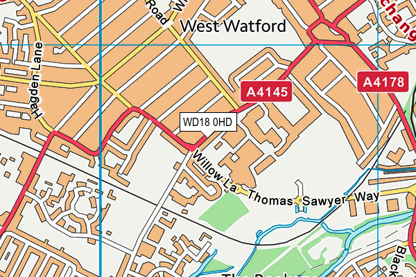 WD18 0HD map - OS VectorMap District (Ordnance Survey)
