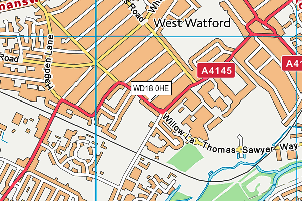 WD18 0HE map - OS VectorMap District (Ordnance Survey)