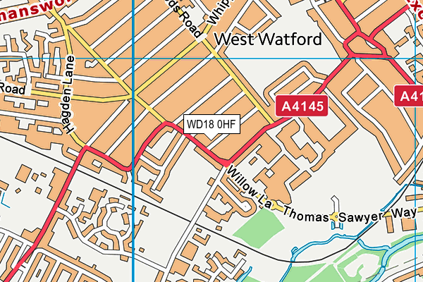 WD18 0HF map - OS VectorMap District (Ordnance Survey)