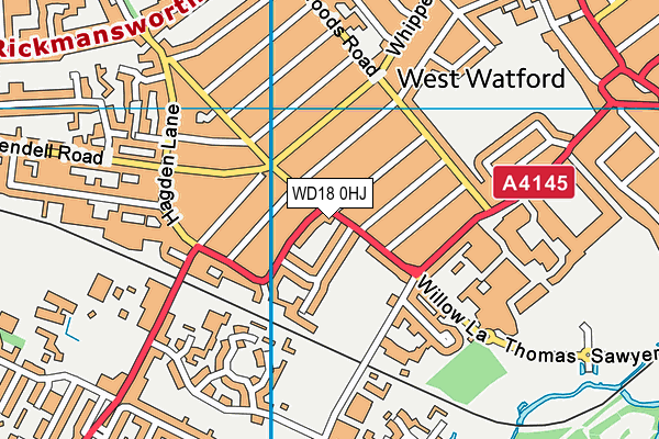 WD18 0HJ map - OS VectorMap District (Ordnance Survey)