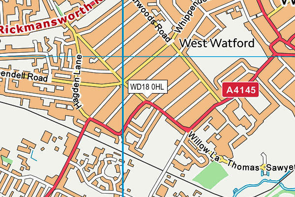 WD18 0HL map - OS VectorMap District (Ordnance Survey)