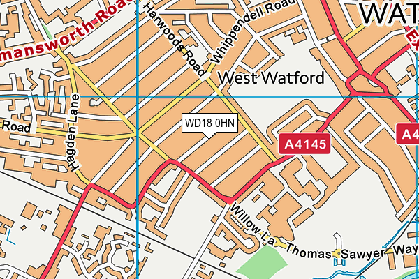 WD18 0HN map - OS VectorMap District (Ordnance Survey)