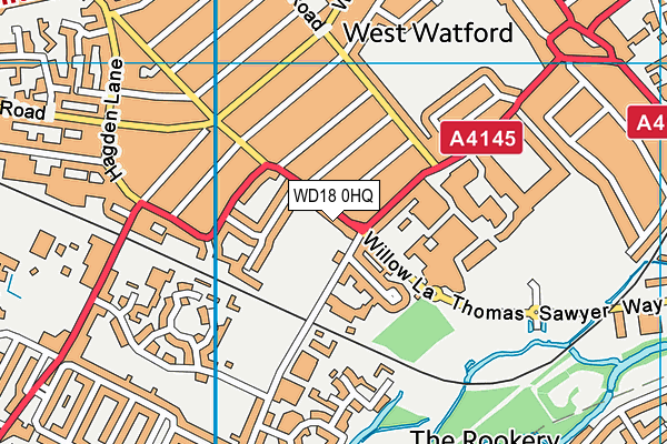 WD18 0HQ map - OS VectorMap District (Ordnance Survey)