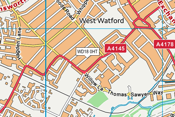 WD18 0HT map - OS VectorMap District (Ordnance Survey)