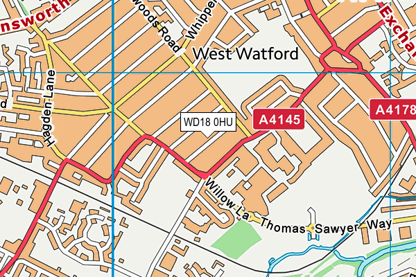 WD18 0HU map - OS VectorMap District (Ordnance Survey)