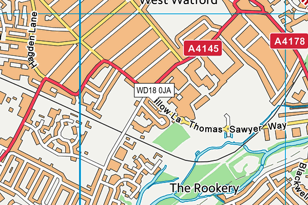 WD18 0JA map - OS VectorMap District (Ordnance Survey)