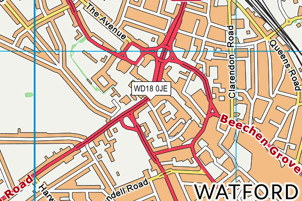 WD18 0JE map - OS VectorMap District (Ordnance Survey)