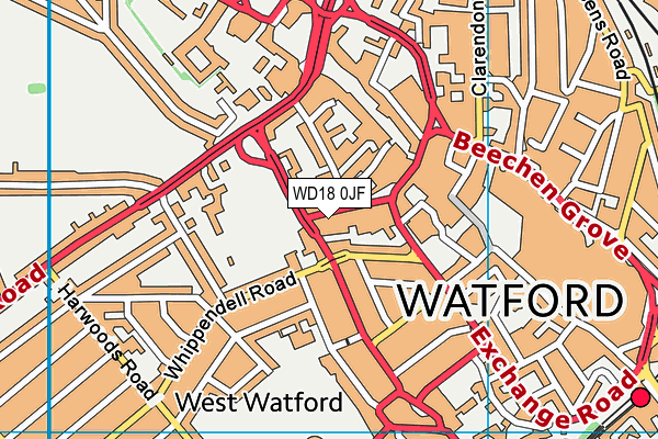 WD18 0JF map - OS VectorMap District (Ordnance Survey)