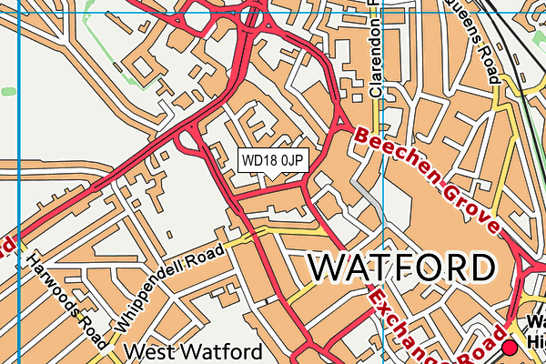 WD18 0JP map - OS VectorMap District (Ordnance Survey)