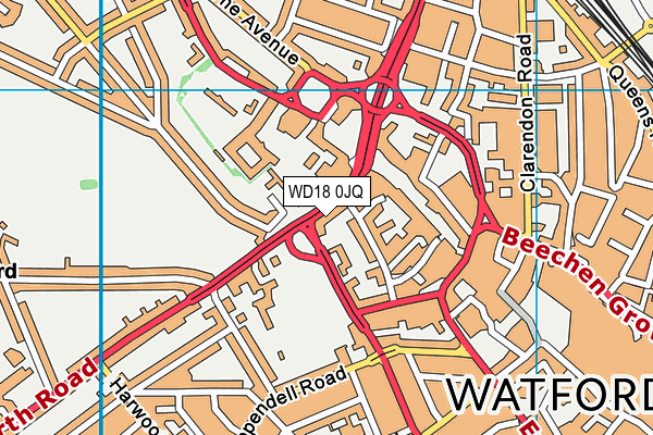 WD18 0JQ map - OS VectorMap District (Ordnance Survey)