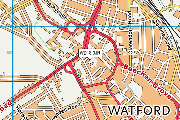 WD18 0JR map - OS VectorMap District (Ordnance Survey)