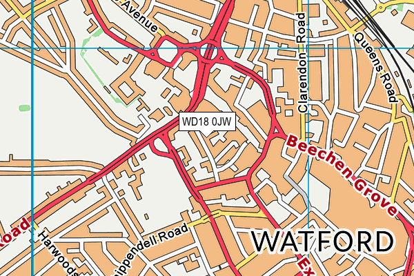WD18 0JW map - OS VectorMap District (Ordnance Survey)