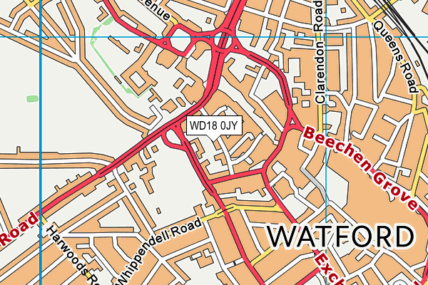 WD18 0JY map - OS VectorMap District (Ordnance Survey)