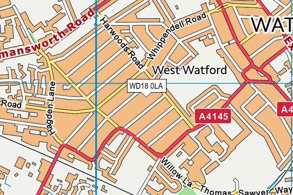 WD18 0LA map - OS VectorMap District (Ordnance Survey)