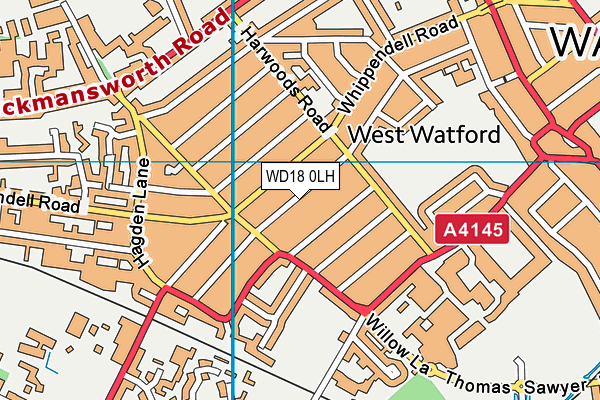 WD18 0LH map - OS VectorMap District (Ordnance Survey)