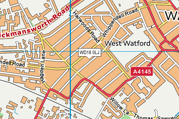 WD18 0LJ map - OS VectorMap District (Ordnance Survey)
