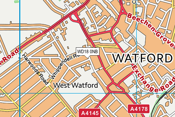WD18 0NB map - OS VectorMap District (Ordnance Survey)