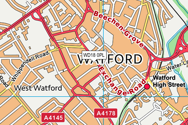 WD18 0PL map - OS VectorMap District (Ordnance Survey)