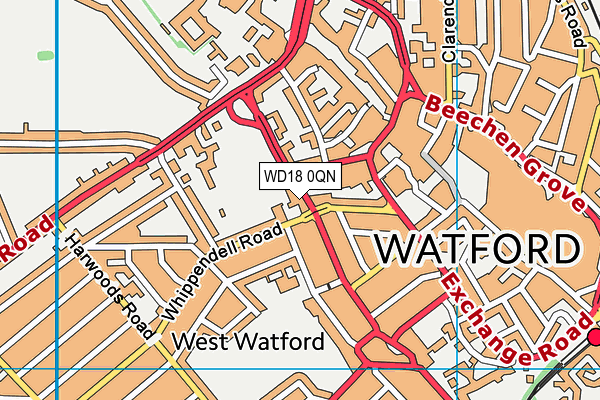 WD18 0QN map - OS VectorMap District (Ordnance Survey)