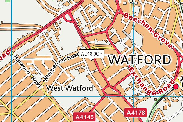 WD18 0QP map - OS VectorMap District (Ordnance Survey)