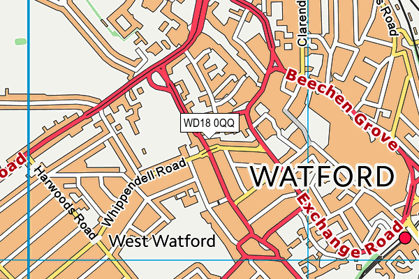 WD18 0QQ map - OS VectorMap District (Ordnance Survey)