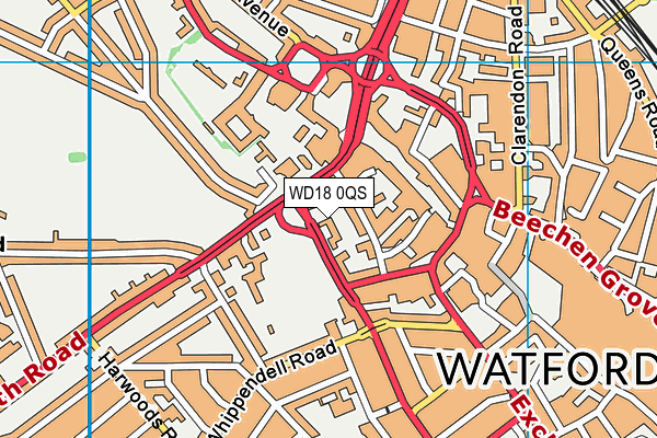 WD18 0QS map - OS VectorMap District (Ordnance Survey)