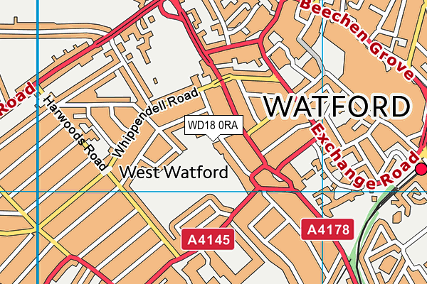 WD18 0RA map - OS VectorMap District (Ordnance Survey)