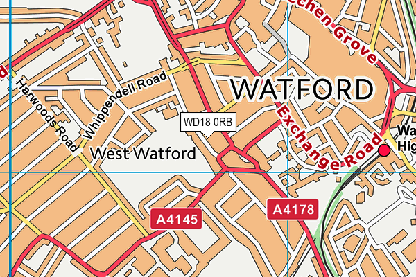 WD18 0RB map - OS VectorMap District (Ordnance Survey)