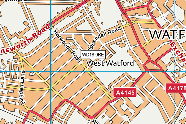 WD18 0RE map - OS VectorMap District (Ordnance Survey)