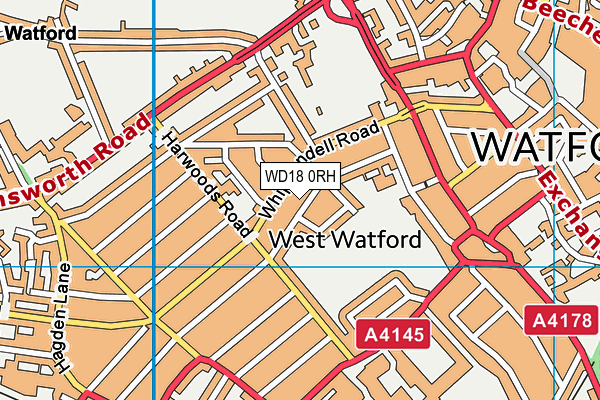 WD18 0RH map - OS VectorMap District (Ordnance Survey)